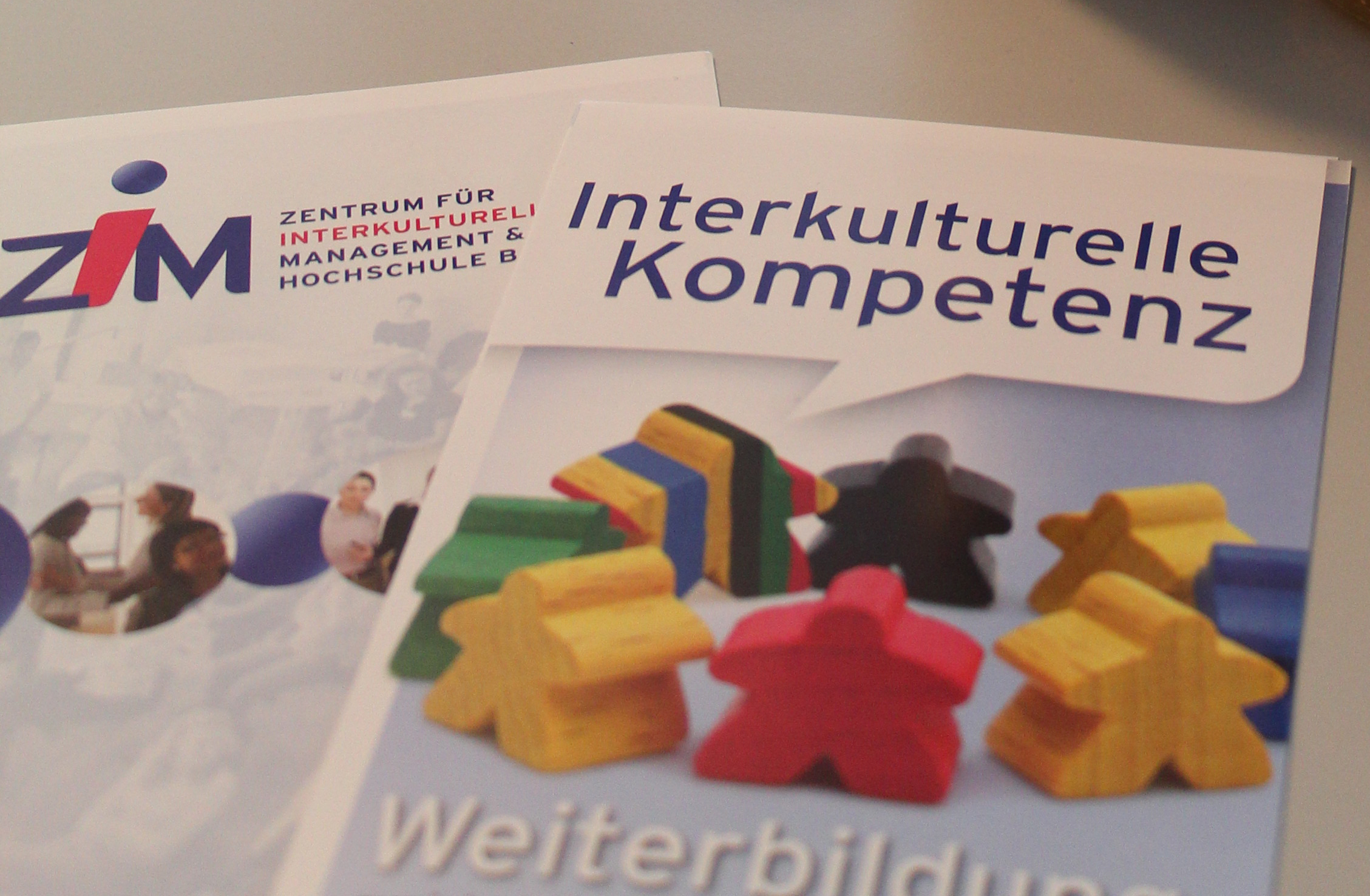Zwei Flyer über die Weiterbildung im interkulturellen Kompetenzbereich und des Zentrum für Interkulturelles Management und Diversity