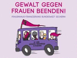 Bus mit Frauen in lila