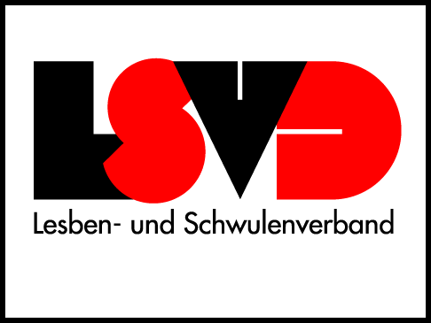 Gleiche Rechte für Lesben und Schwule Logo mit schwarz/roten Buchstaben
