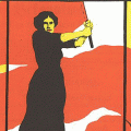 Plakat einer Frau mit roter Fahne, Plakat des Weltfrauentags 1914