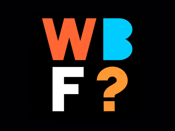 Auf einem scharzen Hintergrund stehen die Buchstaben WBF? für Wer braucht Feminismus?