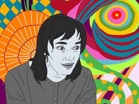 Portraitzeichnung von der Künstlerin Niki de Saint Phalle