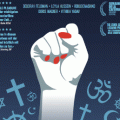 Das Poster zum Film #FemalePleasure. Es zeigt eine weiße Feminist*innenfaust mit roten Fingernägeln vor dunkelblauem Hintergrund.