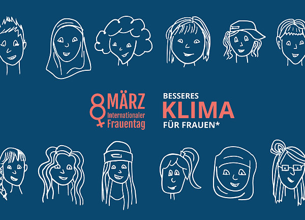 Logo Internationaler Frauentag 2020 mit dem Motto Besseres Klima für Frauen*