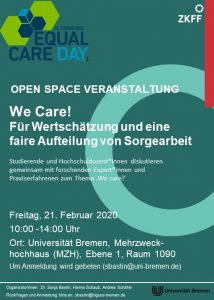 Veranstaltungsflyer Equal Care Day Veranstaltung 21.Februar in der Uni Bremen