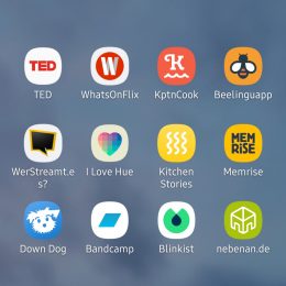 Ein Screenshot von verschiedenen Apps