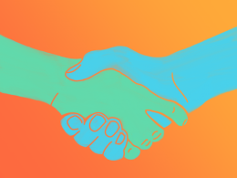 Illustration zweier einander gereichter Hände zum Thema Freiwilliges Engagement