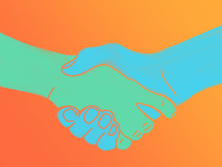 Illustration zweier einander gereichter Hände zum Thema Freiwilliges Engagement