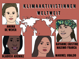 Illustration von Oladosu Adenike, Anuna de Wever, Rayanne Cristine Maximo Franca und Marinel Ubaldo mit Überschrift Klimaaktivistinnen weltweit