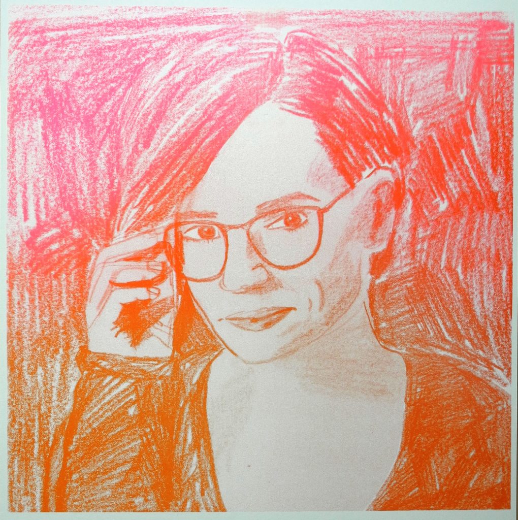 Zeichnung, die ein Portrait von Laurie Penny zeigt vom Künstlerinnenkollektiv D.O.C.H.