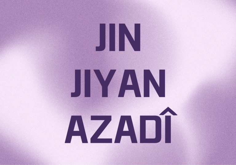 Grafik mit der Aufschrift: "JIN, JIYAN, AZADI)
