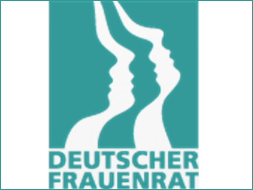 Zeichnung Frauen im Profil und Schrifzug Deutscher Frauenrat
